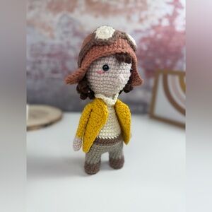 Handcrafted Amelia Earhart Crocheted Doll Amigurumi